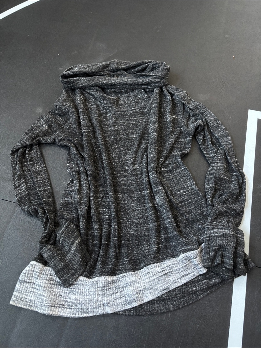 Laila Jayde Charcoal & Light Gray Cowl Neck Sweater